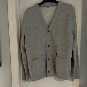 J crew Gray V-Neck Button Cardigan Sweatshirt, men’s size large new